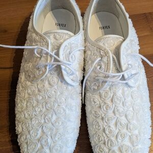White Floral Men's Oxfords